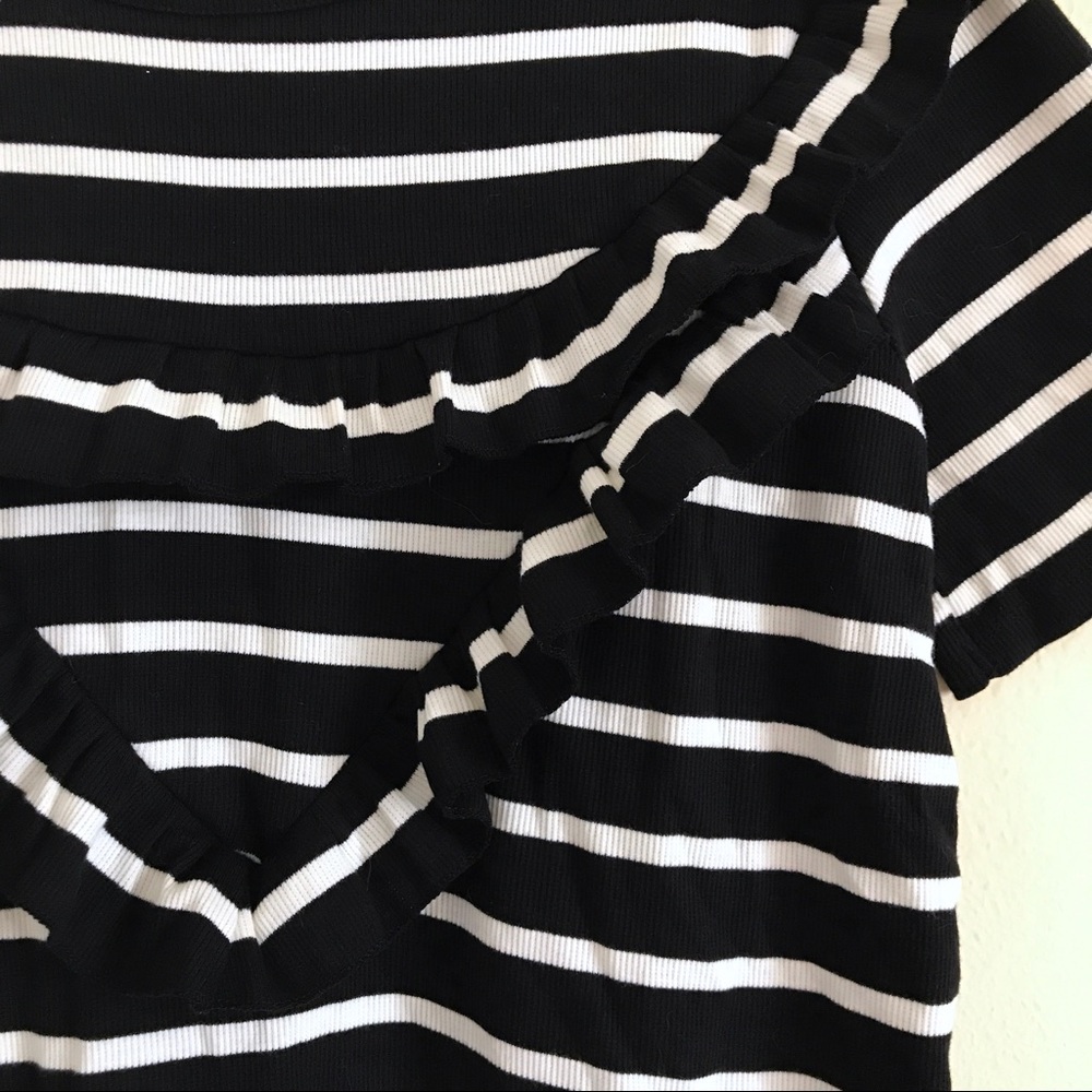 H&M striped ruffle tunic mini dress - size L NWOT
